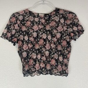 Amante Top Small Cropped Mesh Y2K Fairy Grunge Sheer Layering Lettuce Trim S